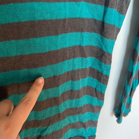 Moth teal and grey striped loose knit cardigan from Anthropologie - Picture 5 of 5